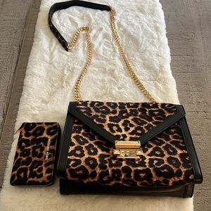 Michael Kors calf hair leopard purse and matching small wallet